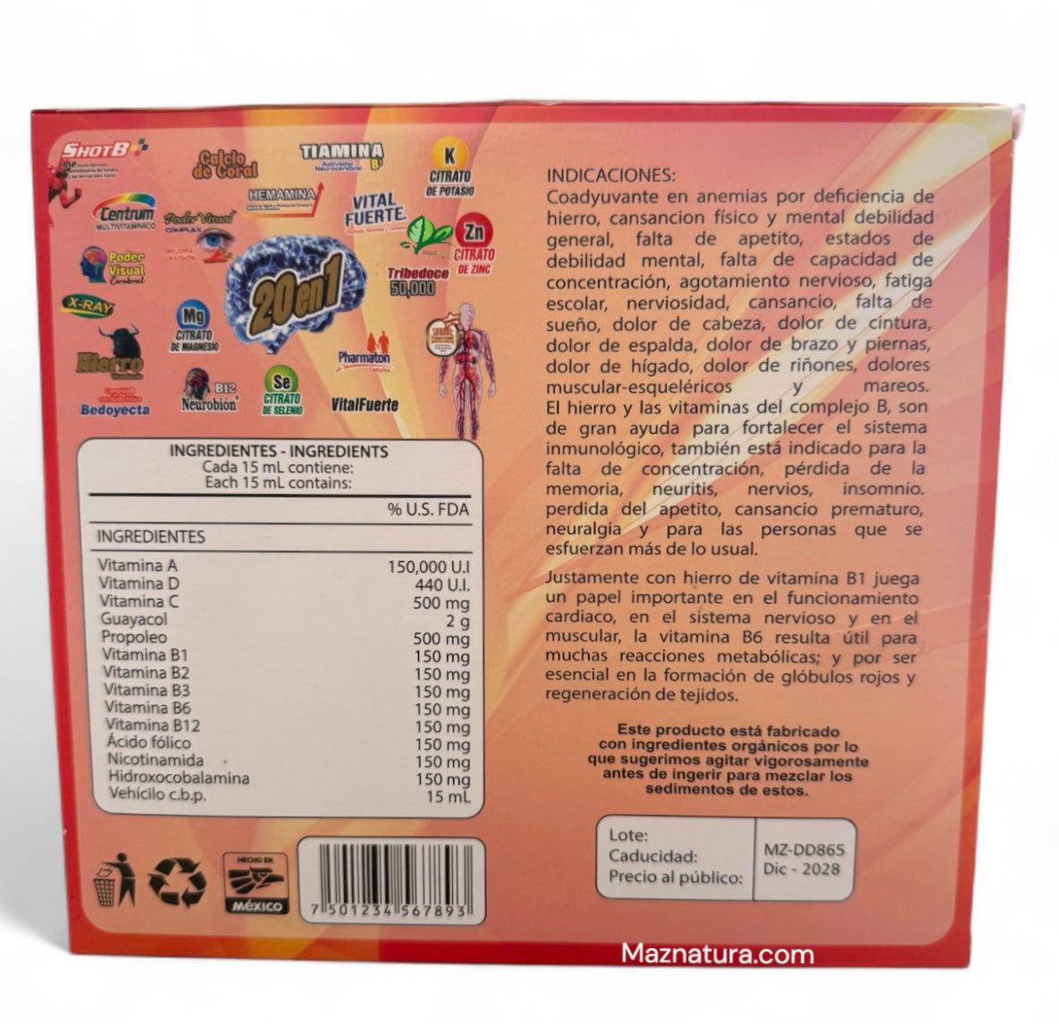 20 en 1 Hierro Bedoyecta Ampolleta Beible 10 Vials