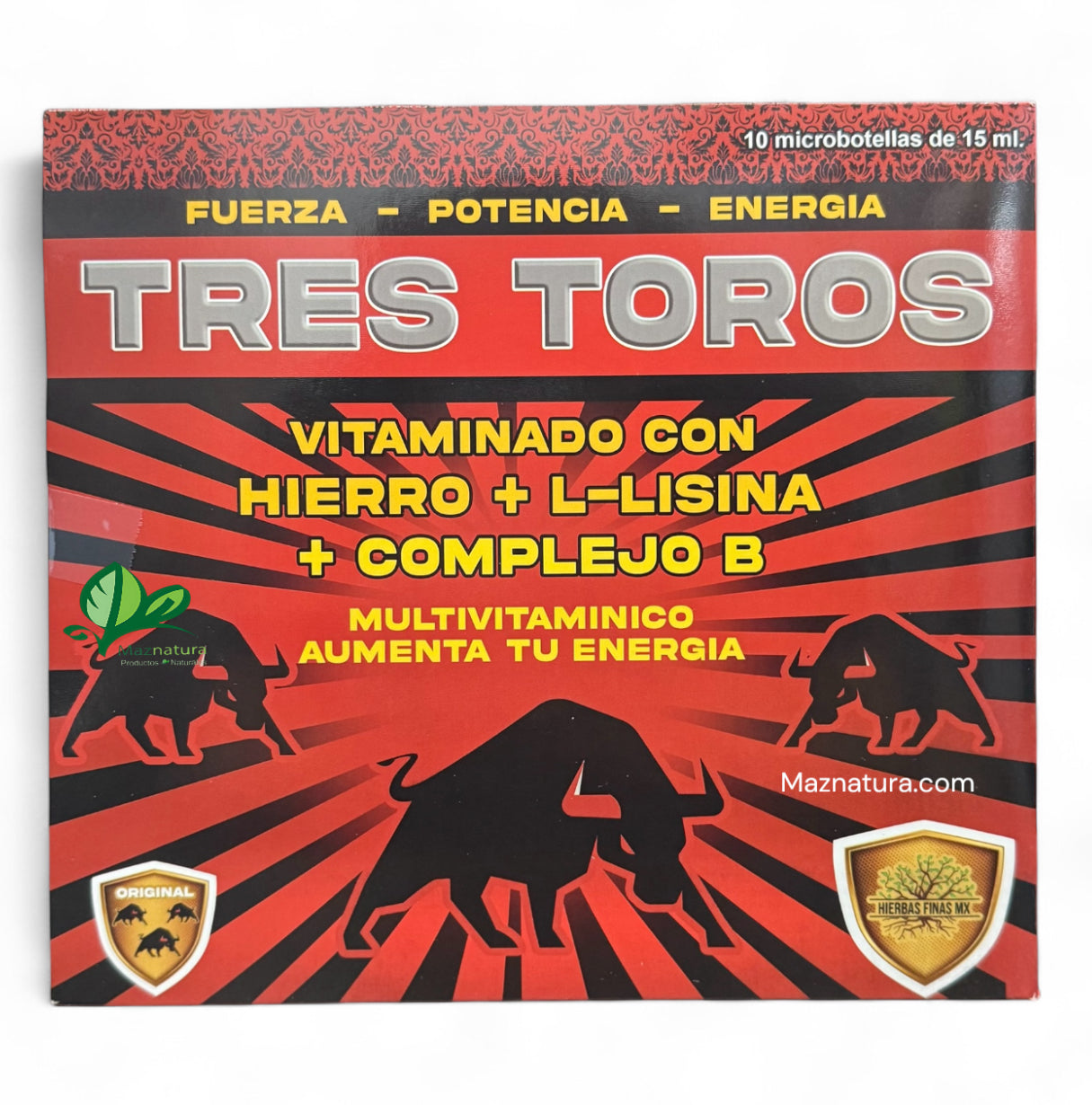 Tres Toros Vitaminado con Hierro + L-Lisina + Complejo B Ampolleta Bebible