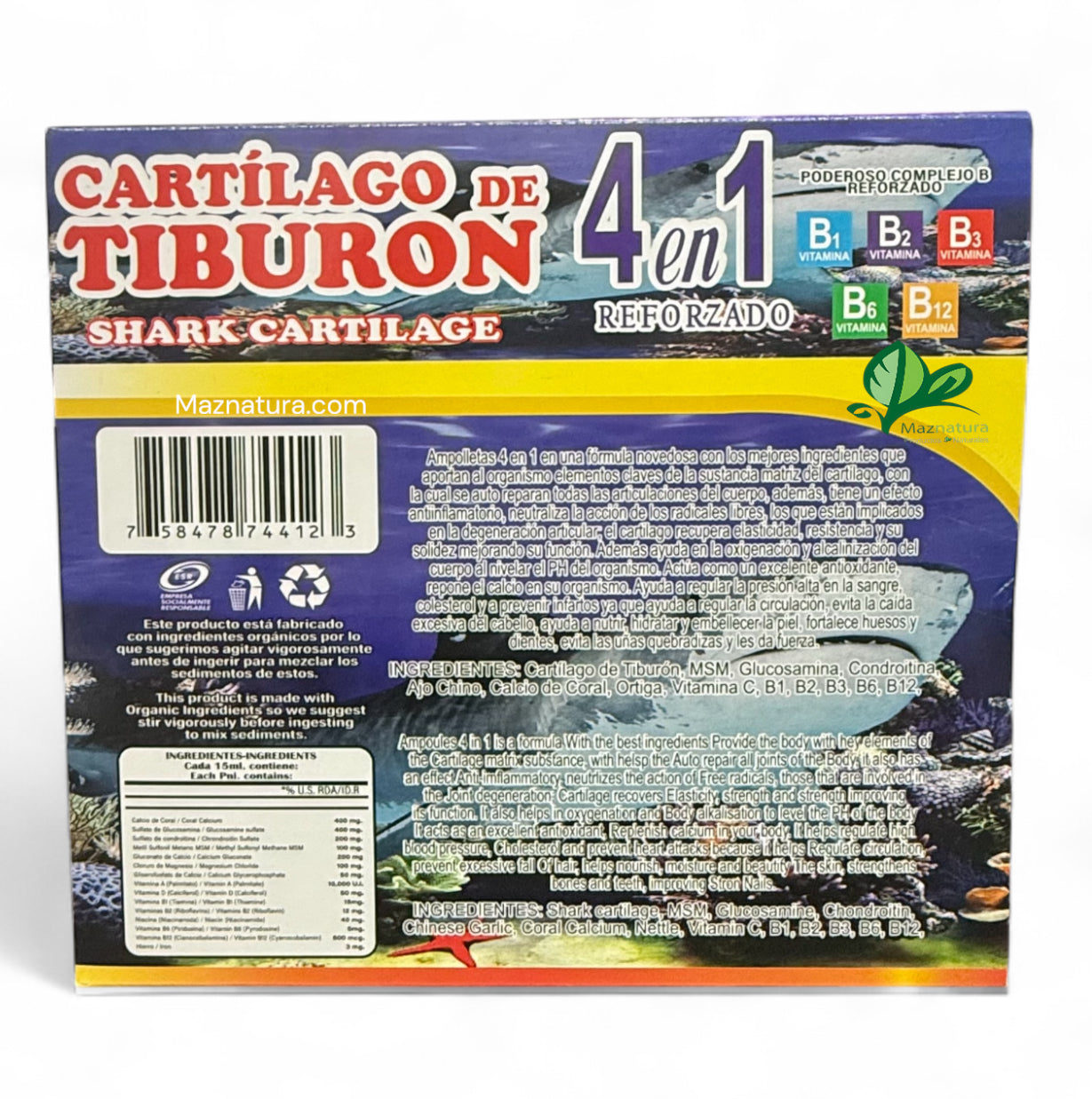 Cartilago De Tiburon 4 en 1 Ampolleta Bebible