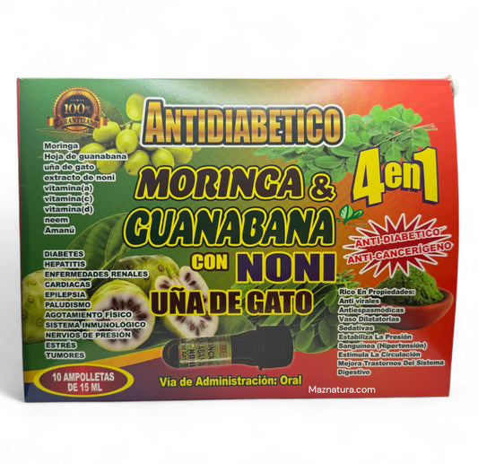 4 en 1 Moringa & Guanabana von Noni Una de Gato Ampolleta