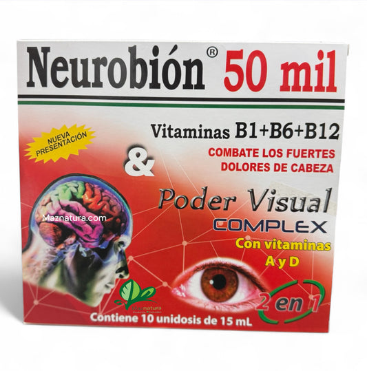 Neurobion 50 mil Vitaminas B1 + B6 + B12 & Poder Visual Complex Ampolleta Bebible