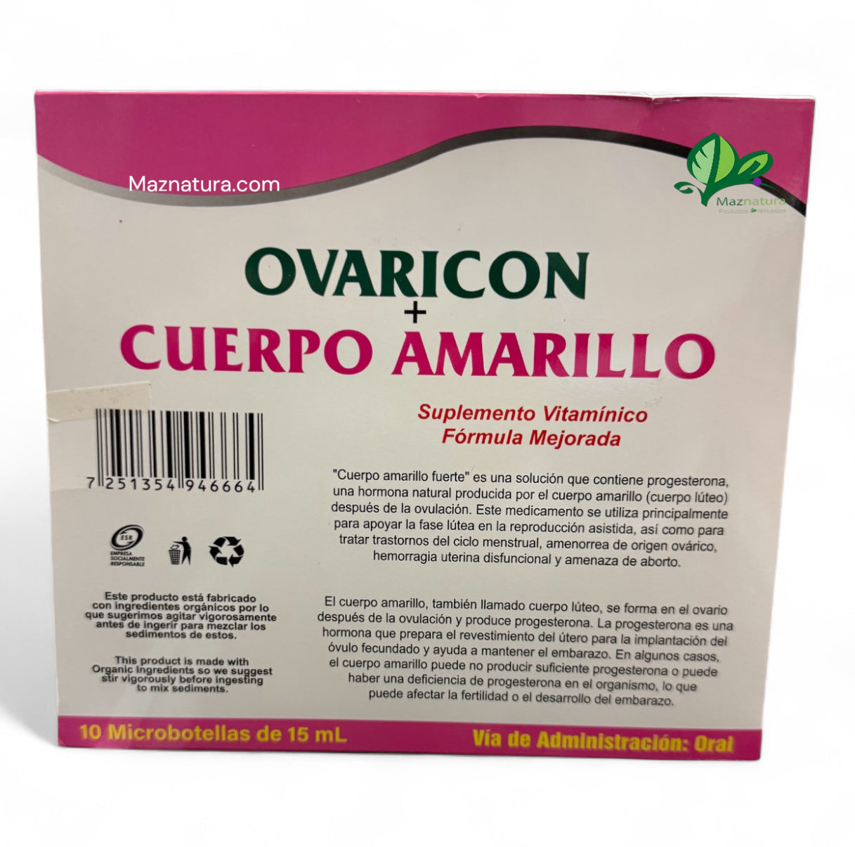 Ovaricon Cuerpo Amarillo Ampolleta Bebible