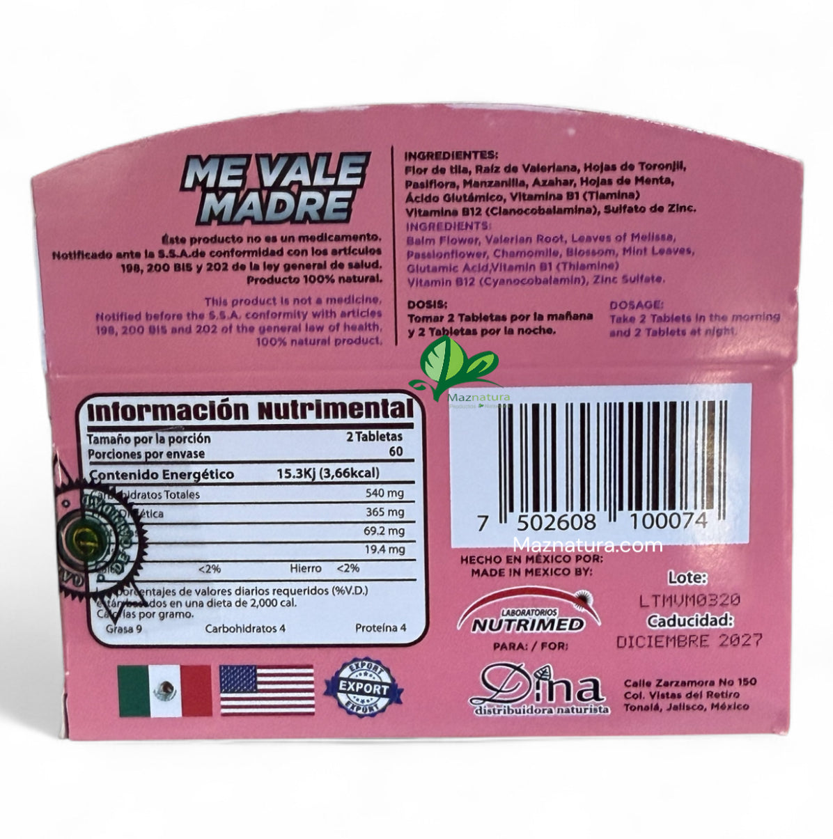 Me Vale Madre Suplemento Alimenticio Capsules Nuevo